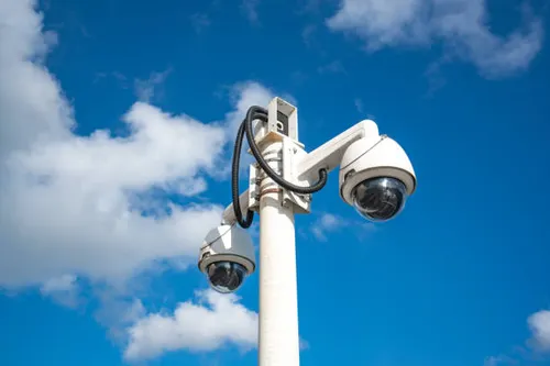 Outdoor CCTV cameras on pole